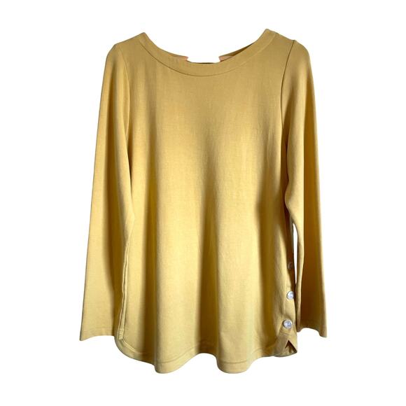 J.Jill Tops - J. Jill Luxe French Terry Side-Button Tunic top long sleeve yellow Size M